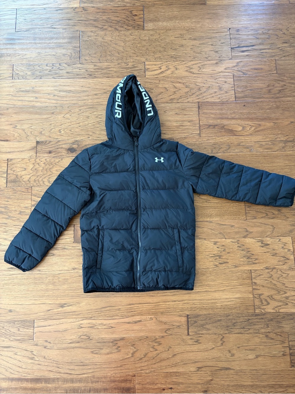 Under Armour Boys' Black Hooded Puffer Jacket with Logo